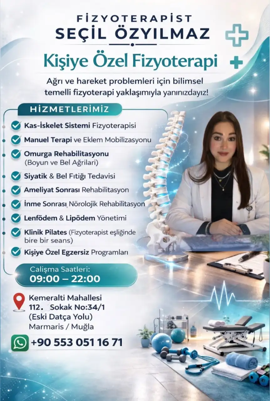 Marmaris Fizyoterapist Seçil Özyılmaz Fizik Tedavi Kliniği | Physiotherapy Clinic in Marmaris for International Patients - Bireysel Fizyoterapist - Muğla